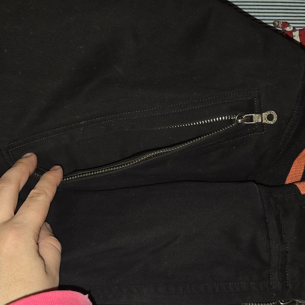 Vintage Harley-Davidson Black and Orange Quilted Bomber Moto Jacket XXL - Picture 6 of 16